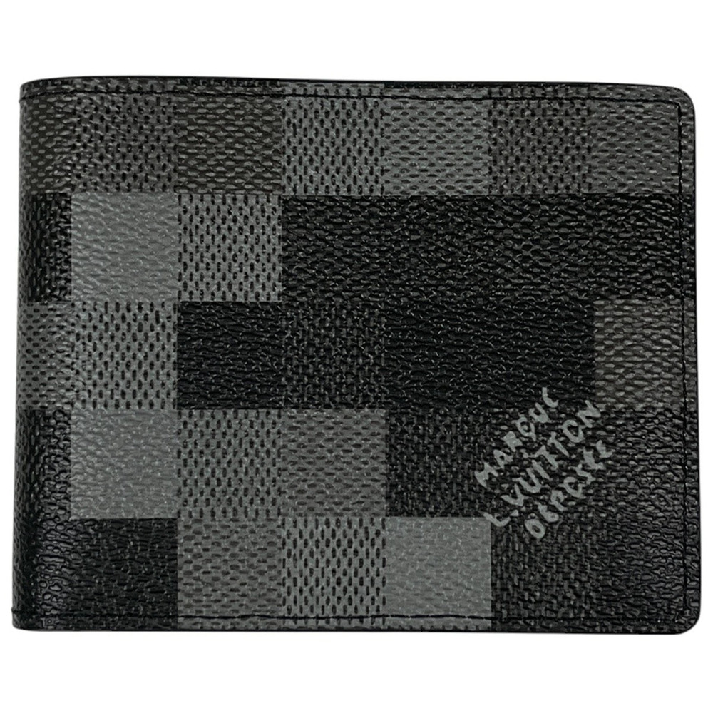 Louis Vuitton Portefeuille Slender Bi fold Wallet Damouflage Leather Noir Black